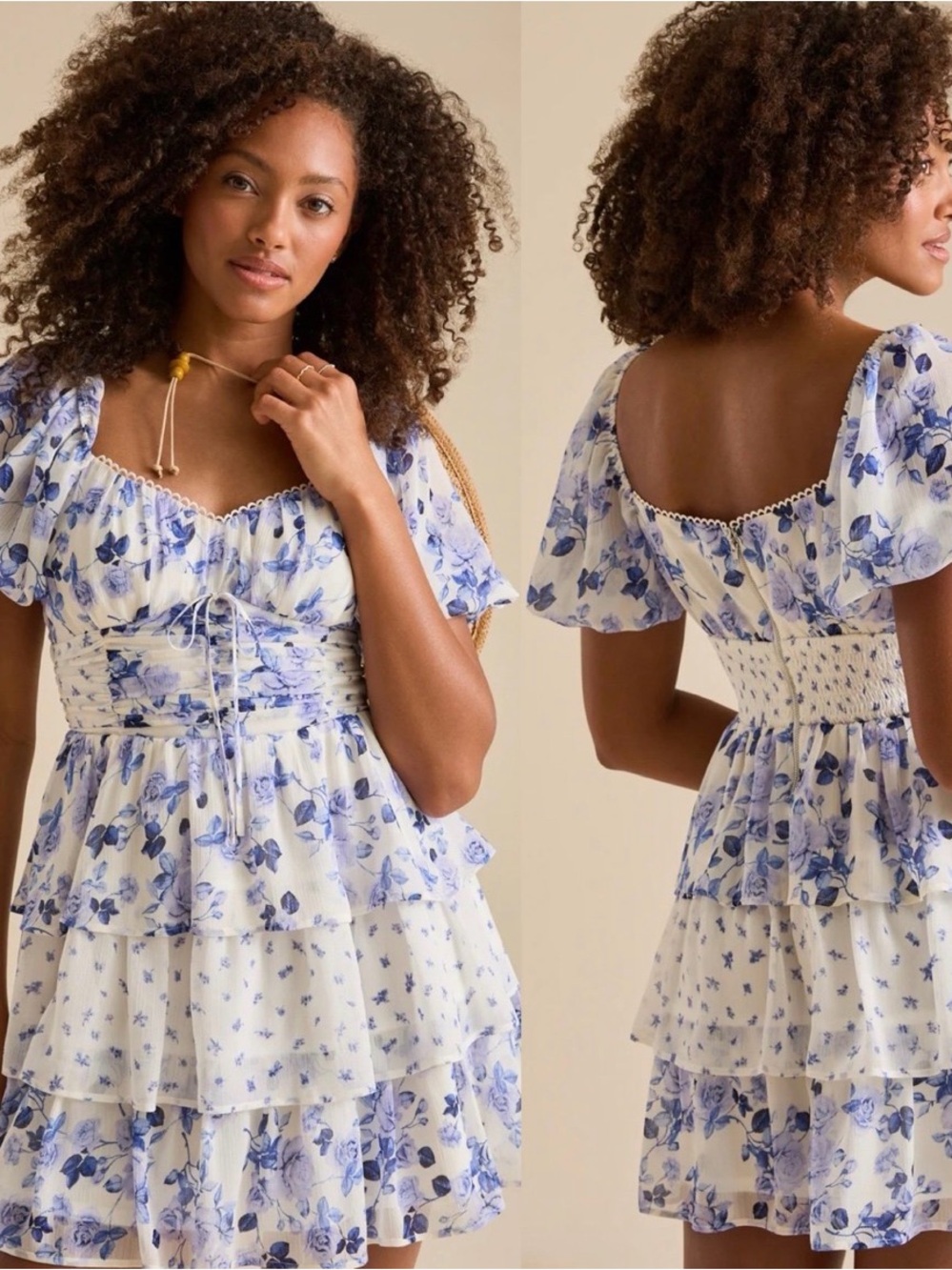 Arula by Altar’d State Mia Tiered Floral Mini Dress NWOT